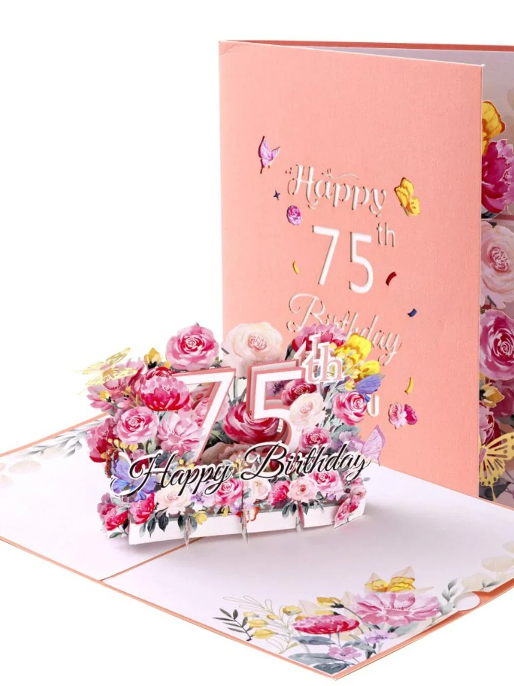 Happy 75th Birthday Pop-Up Card for Women, Wife, 75th Birthday Gift for, Mom, 3D